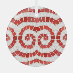 ADORNOS DE VIDRIO EN CIRCULO MOSAICO IÓNICO ROJO