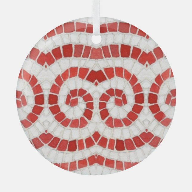 ADORNOS DE VIDRIO EN CIRCULO MOSAICO IÓNICO ROJO (Anverso)