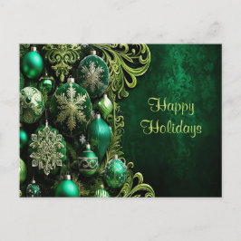 Adornos Decorativos Verdes Tarjeta Postal de Fiest