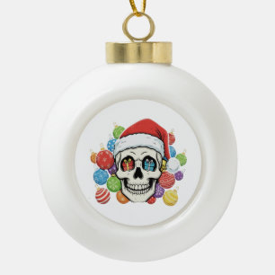 Adornos divertidos de Navidad góticos de cráneo de