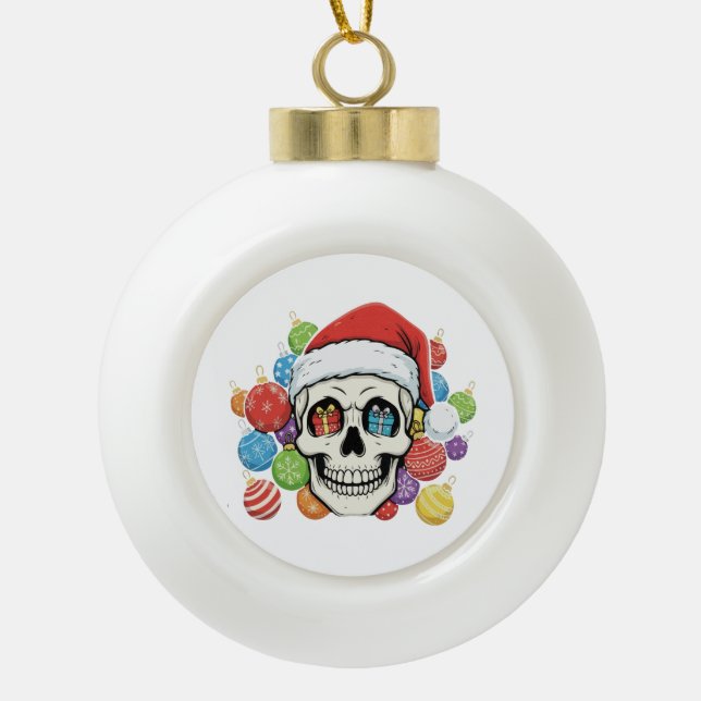 Adornos divertidos de Navidad góticos de cráneo de (Anverso)