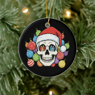Adornos divertidos de Navidad góticos de cráneo de