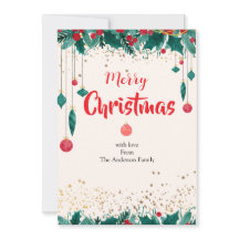 Adornos Elegantes de Feliz Navidad Tarjeta Familia