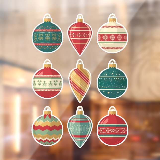 Adornos Navideños Clásicos Pegatina de Ventana (Hoja 2)