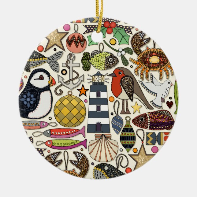 adornos navideños costeros perla (Frente)