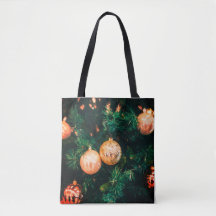 Adornos Navideños Elegantes en Bolsa Tote de Ramas