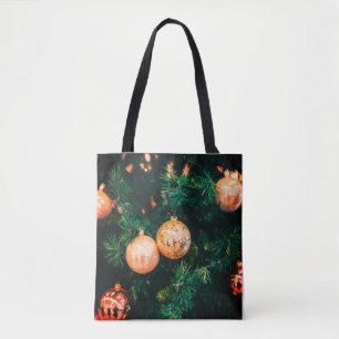 Adornos Navideños Elegantes en Bolsa Tote de Ramas