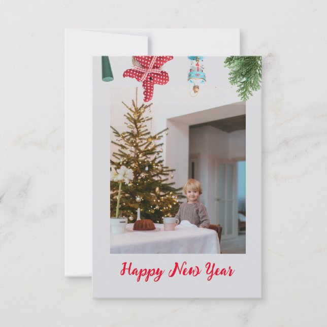 Adornos Navideños Rojos foto Tarjeta de Navidad (Anverso)