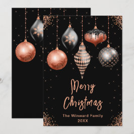 Adornos negro y rosa dorado Feliz Navidad