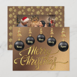 Adornos Negros de Navidad familia Foto dorada