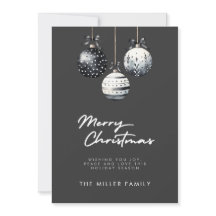 Adornos Negros y Blancos Tarjeta de Navidad Minima