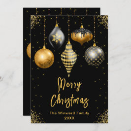 Adornos Negros y Dorados Feliz Navidad