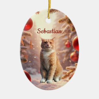 Adornos Ovalo Fondo de Nieve Mascota Personalizada