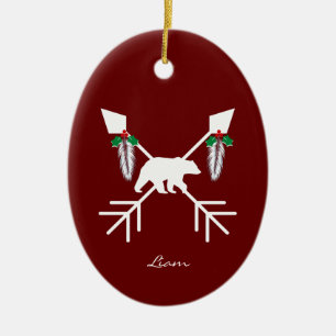 Adornos personalizados de Navidad de oso americano