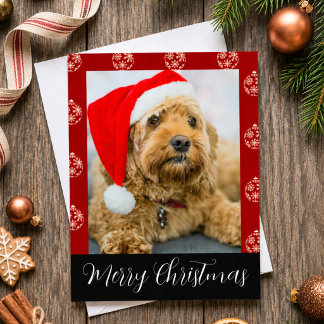 Adornos rojos personalizados de Navidad con foto d