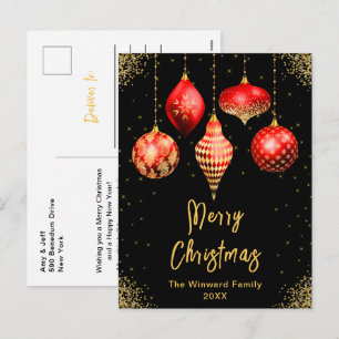 Adornos Rojos y Dorados Feliz Navidad