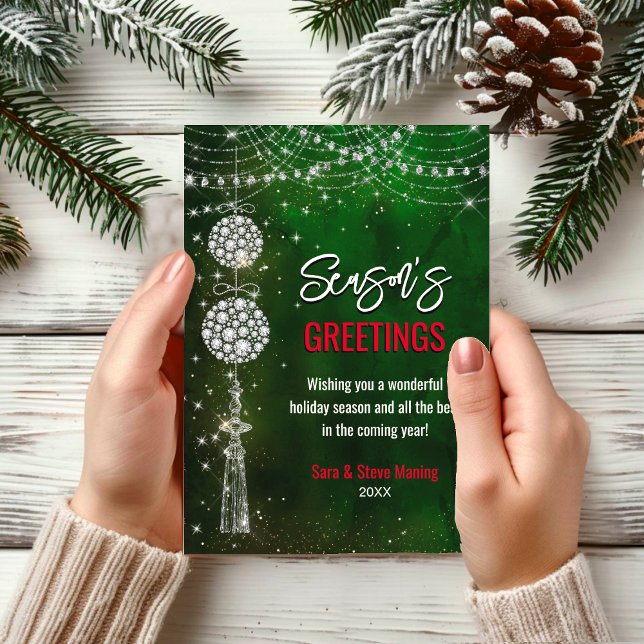 Adornos verdes elegantes Felicitaciones de Navidad (Subido por el creador)