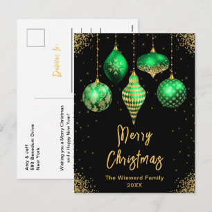 Adornos Verdes y Dorados Feliz Navidad