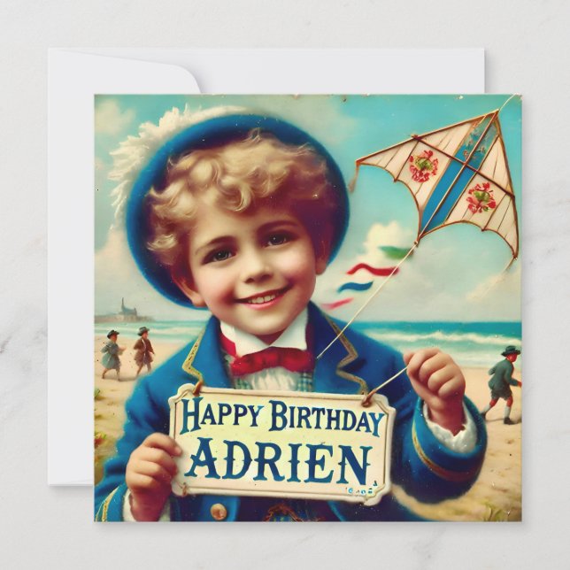 ADRIEN ~ Tarjeta de cumpleaños ~ Cometa voladora ~ (Anverso)
