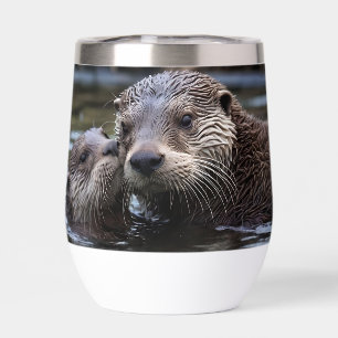 **"Adrift in Love: Mummy and Baby Otter"**