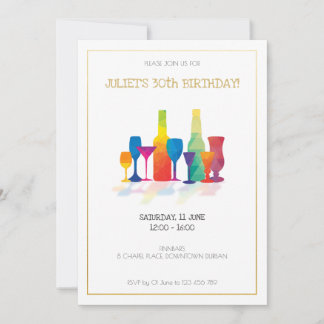 Adultos Invitación al cumpleaños con bebidas color