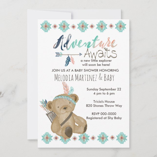 Adventure Await Invitación Baby Shower (Anverso)