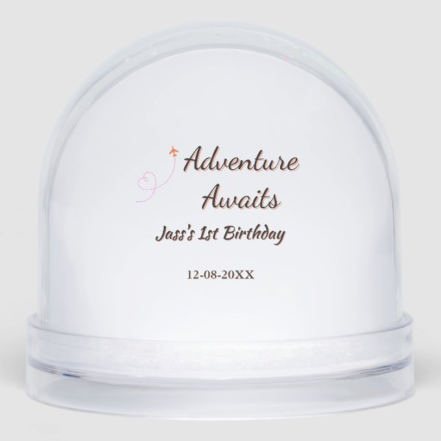 Adventure awaits 1st birthday name date planeretro (Anverso)