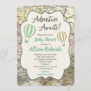 Adventure Awaits boy baby ducha invitaciones