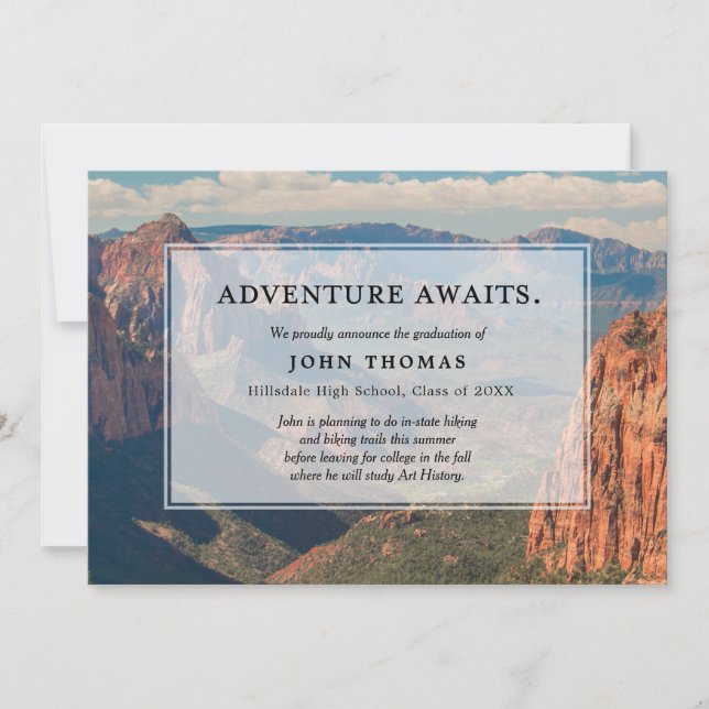 Adventure Awaits-Mountain, Invitación de graduació (Anverso)