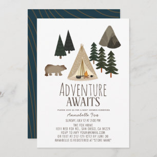 Adventure Awath Camping Invitación Baby Shower