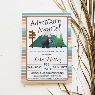 Adventure Awath Camping Invitación Baby Shower