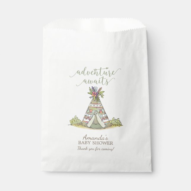 Adventure espera bolsas tribales de Baby Shower (Anverso)