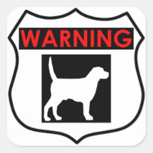 ADVERTENCIA PERRO PEGATINA CUADRADA BRILLANTE