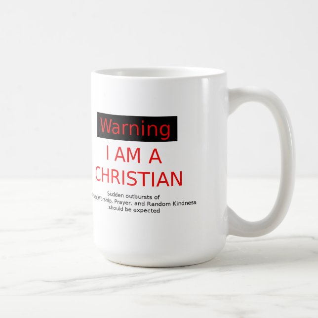 Advertencia - taza cristiana del café con leche (Derecha)
