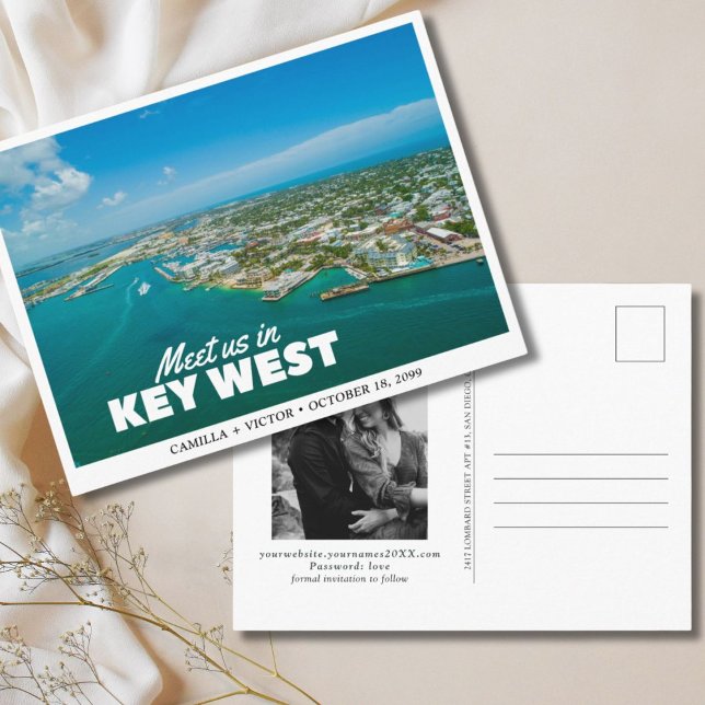 Aerolínea clave de Boda occidental Guardar postal  (Key West Wedding Save the Date Postcard
)