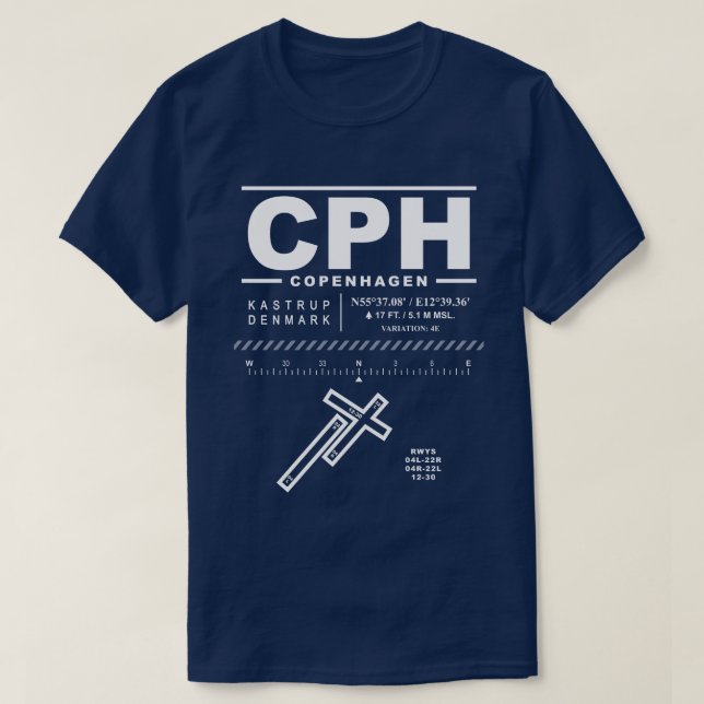 Aeropuerto de Copenhague, camiseta Kastrup CPH (Diseño del anverso)