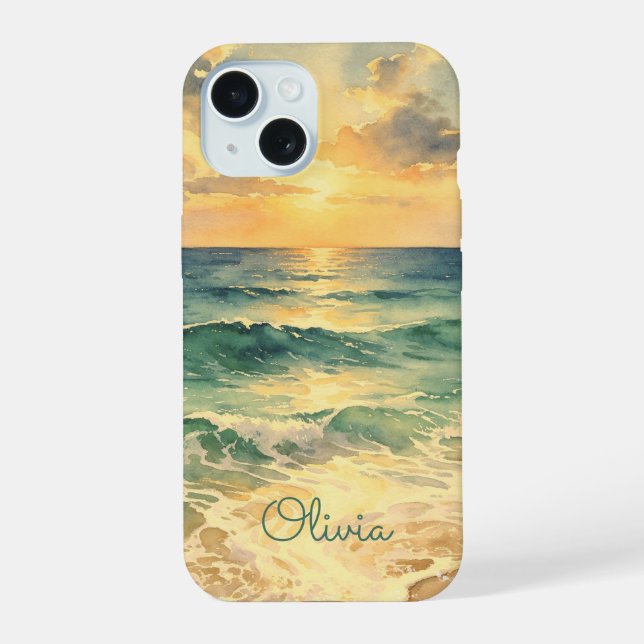 Aesthetic Beach Sunset Watercolor Custom Name (Reverso )