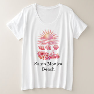 Aesthetic Pink Beach Sunset Watercolor