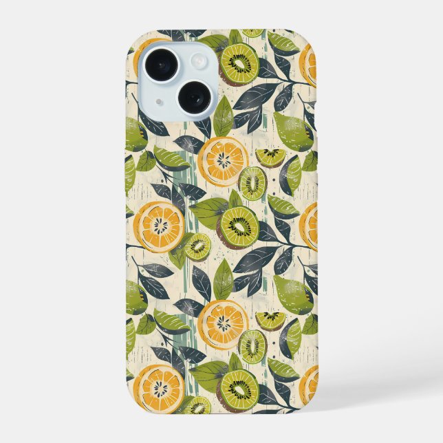 Aesthetic Summer Lemon Kiwi Pattern iPhone Case (Reverso )