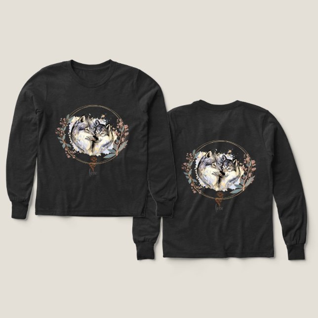 Afecto salvaje - Lobos enamorados Ilustracion (Diseño frontal y trasero)