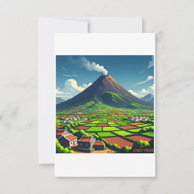 Affiche Cabo Verde – Volcan et paysages tropicaux (Anverso)