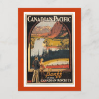 Afiche contra postal de viaje de las rocas canadie
