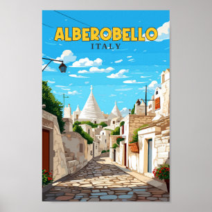 Afiche de arte de viajes de Alberobello España