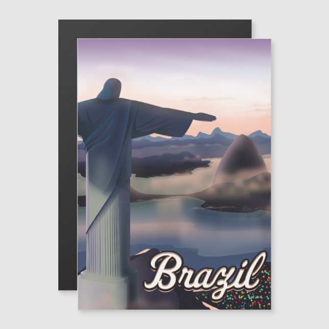 Afiche de arte de viajes en Brasil. (Anverso/Reverso)