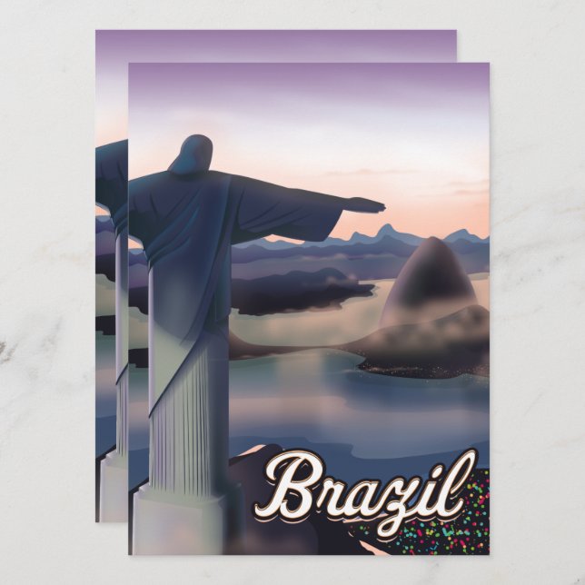 Afiche de arte de viajes en Brasil. (Anverso / Reverso)