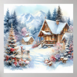 Afiche de arte navideño