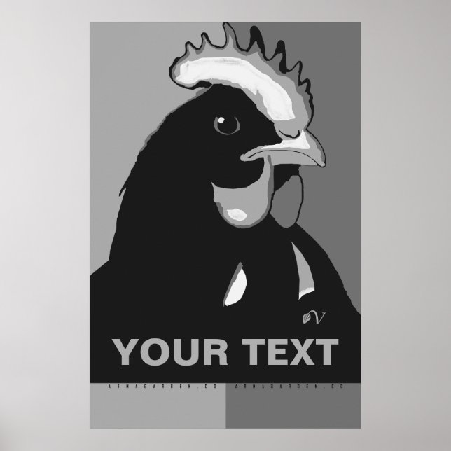 Afiche de arte pop blanco y negro de TI personaliz (Frente)