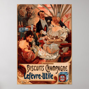 Afiche de época Alphonse Mucha Biscuits Arte Retro