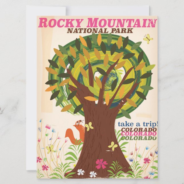 Afiche de época del parque nacional de las Montaña (Anverso)