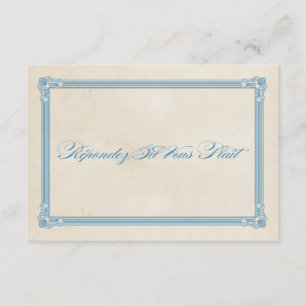 Afiche de época rojo, blanco y azul Boda y RSVP